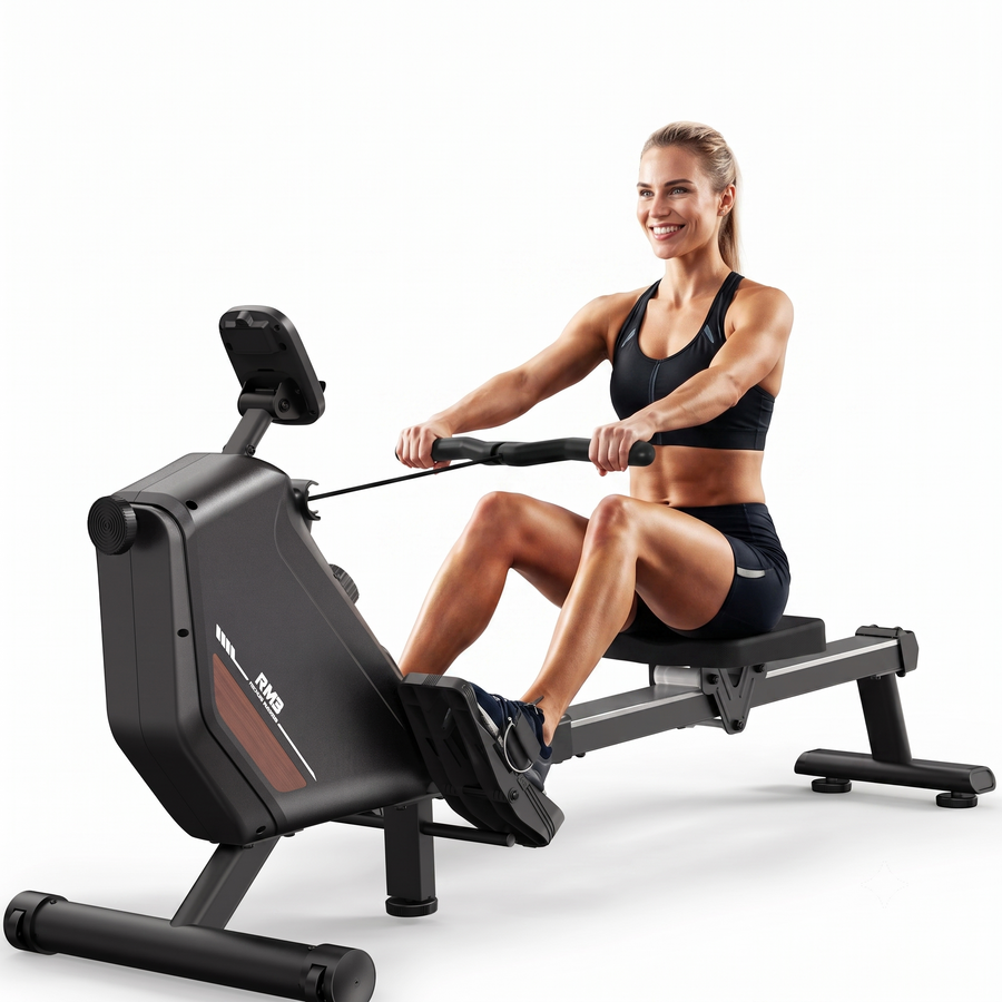 Rameur pliable Fitmovéa RM3 cadre plié roulettes de transport
